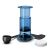 AeroPress Clear kék kávékészítő tartozékokkal: kanál, keverő és szűrők