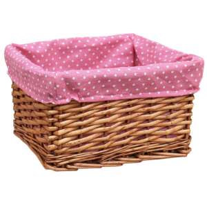 Rózsaszín pöttyös bélelt fonott kosár - Tárolás & Rendszerezés