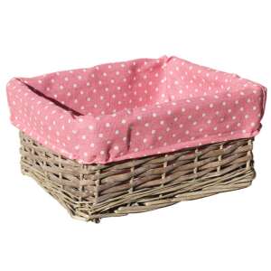 Szürke kosár rózsaszín pöttyös béléssel - Tárolás & Rendszerezés