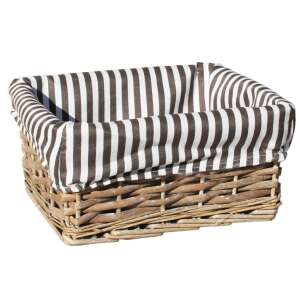 Szürke és fehér csíkos bélést tartalmazó fonott tároló kosár - Tárolódoboz & kosár