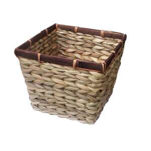 Természetes szőtt tároló kosár bambusz szegéllyel, 24x24x17 cm - Tárolás & Rendszerezés