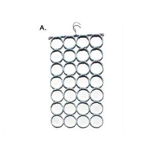 Praktik rendszerező mix sál akasztó 30 gyűrűvel, kék és fehér színben - Gardrób rendszerező