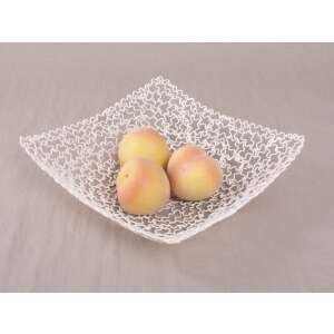 Fém hálós tál gyümölccsel, dekoratív tároló gyümölcsökhöz, kenyérhez vagy egyéb háztartási apróságokhoz - Tál