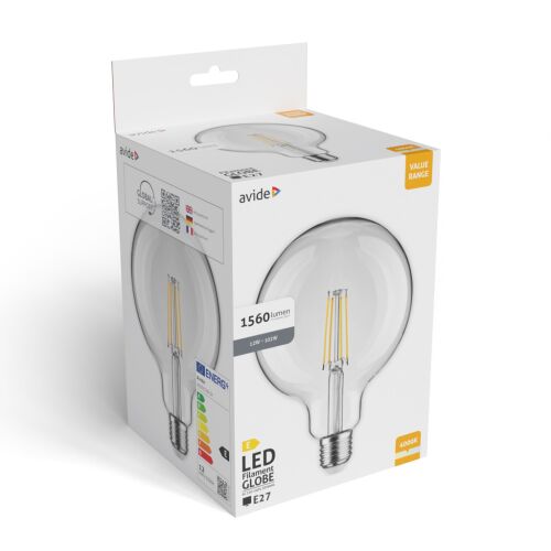 Avide Value LED G125 Filament Globe E27 12W NW 4000K v balení