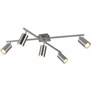 Globo Loft Deckenleuchte, 5xGU10, Nickel matt, IP20