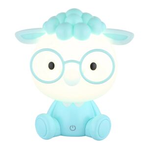 LED-Nachtlicht, Schafsform, 1W, 32 lm, warmes Licht (3000K), IP20, Touch-Dimmer, mattblau/weiß