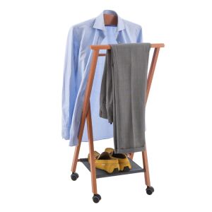 Arredamenti Italia ruha- és cipőtartó, Nelson, összecsukható, 105x46cm, nadrág- és ingtartó keret, bükkfa szerkezet, ideális ruhákhoz, hatékony tárolás, kerekek a szállításhoz, praktikus és e