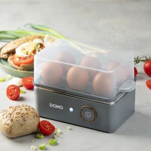 DOMO tojásfőző, 6 tojás férőhelyes, 3 főzési program, időzítő, könnyen használható, befejezési hangjelzés, BPA-mentes, könnyen tisztítható, antracit színű