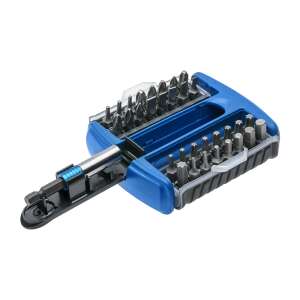 Högert 33-piece bit set with magnetic screwdriver function, angled view - Screwdriver