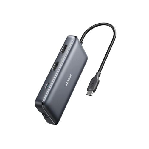 Vizualizare unghiulară a hub-ului Anker PowerExpand 8-în-1 USB-C cu mai multe porturi