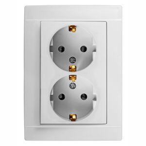 Priză Dublă cu Împământare 16A/250V - Montaj Sub Tencuială 136725966 - Conectori și mufe