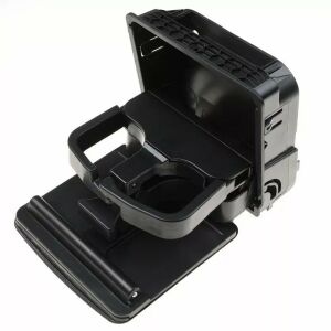 Fekete pohártartó a hátsó kartámaszba, kompatibilis a VW Golf V 2004-2009, Golf VI 2008-2012, Jetta 2005-2010 modellekkel. 136729612 - Autós pohártartó
