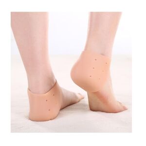 Szilikon sarokvédő repedezett sarkakra, bézs színű, lábon viselve - Lábápolási eszköz