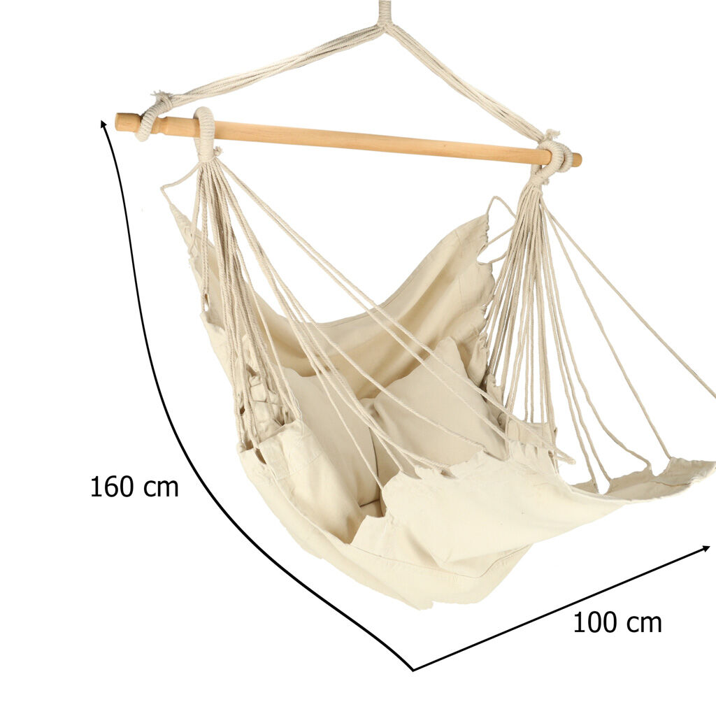 Brazíliai szék lábtartóval lógó hintaágy 130cm bézs színű