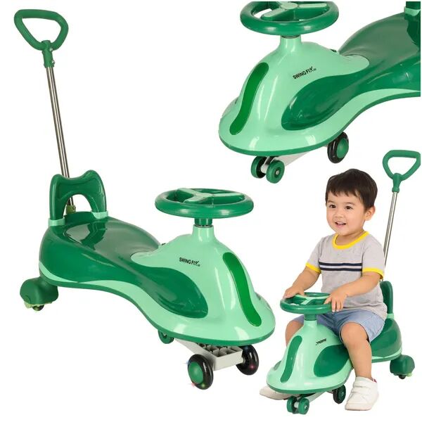 E-shop Zelený LED gravitačný invalidný vozík s rukoväťou na tlačenie, 3+...