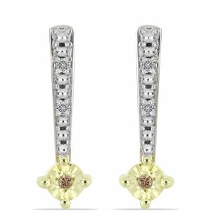 Arannyal Bevont Ezüst Fülbevaló - Pezsgő és Fehér Gyémántokkal 136744123 - Divat & Öltözködés