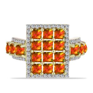 Arannyal Bevont Ezüst Gyűrű Amerikai Tűzopállal és Fehér Topázzal, Y60238/54 136744139 - Divat & Öltözködés