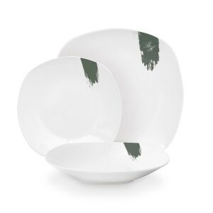 Set de masă din porțelan Berlinger Haus BH/10205, 18 piese, verde și alb - Serviciu de cină