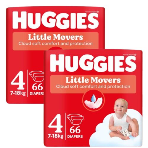 Két csomag Huggies Little Movers 4-es méretű pelenka, 132 darab