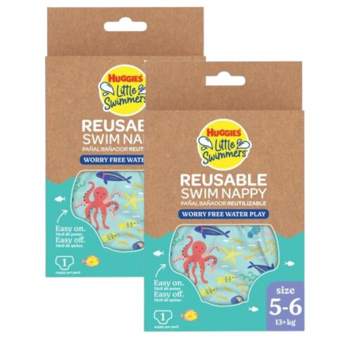 Huggies Little Swimmers scutec de baie reutilizabil, mărimea Junior 5-6, design Under the Sea, pachet de 2 bucăți