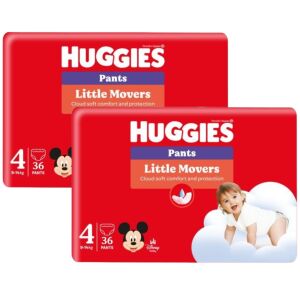 Huggies Little Movers Pants Veličina 4 (9-14kg) - Paket pelena-gaćica 72 komada - Pelene