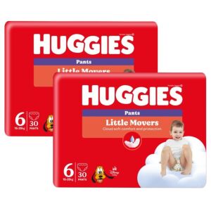 Huggies Little Movers Pants Junior Veľkosť 6 (15-25kg) Balenie 60 kusov - Prebaľovanie