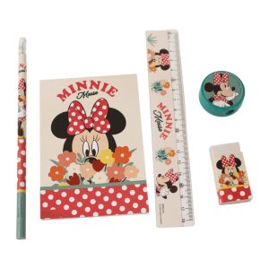 Disney Minnie virágos írószer szett - Ceruza, Notesz, Vonalzó, Radír, Hegyező - Írószer szett
