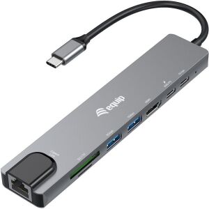 Equip 133497 dokkoló állomás és port replikátor Vezetékes USB C-típus Fekete, Szürke (133497)