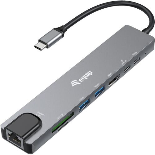 Equip 133497 dokkoló állomás és port replikátor Vezetékes USB C-típus Fekete, Szürke (133497) 136774031