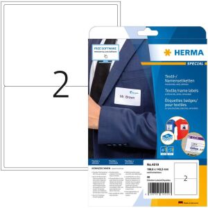 HERMA Textil/Namensetiketten A4 199,6x143,5mm weiß 40St. (4519) (4519) 136774086 - Irodai papíráru