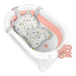 Összecsukható fürdőkád gyerekeknek, csecsemőknek Ricokids RK-286 betéttel, fehér és rózsaszín