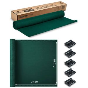 Ernyőháló 1,5x25m 110 g/m2 + 50 bilincs zöld