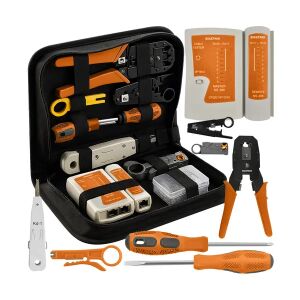 RJ45/RJ11 kábelteszter & krimpelő XXL hálózati szerszámkészlet tokkal 136781244 - Bigstren