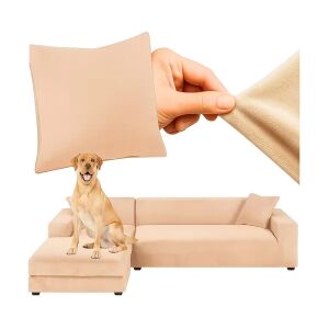 Rugalmas kanapé huzat, bézs, 145–185 cm