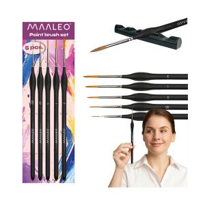 Maaleo 5 db nylon művész ecset állvánnyal, 000-2 méret, nyírfa nyél 136781459 - Iskolai ecset
