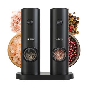 Elektromos Só- és Borsdaráló Szett - 2 db, LED, Kerámia Őrlő, Fekete