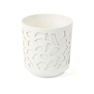 Lamela 761 virágcserép/kaspó kerek DUET  19 cm vegyes színben, belső cseréppel, krém/krém / k-kremowy + w-kremowy