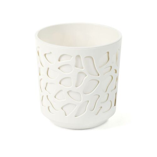 Lamela 761 virágcserép/kaspó kerek DUET  19 cm vegyes színben, belső cseréppel, krém/krém / k-kremowy + w-kremowy