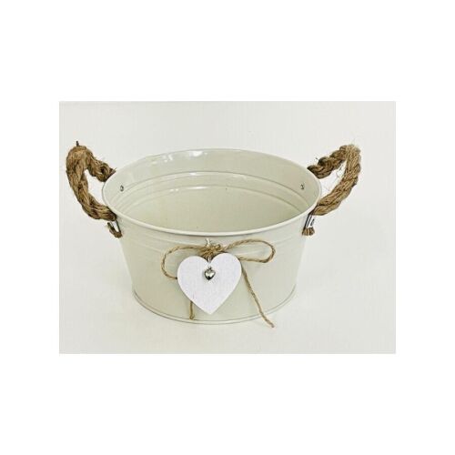 Rattan kerek bádogkaspó szívalakú logóval, 18 cm x 9,5 cm 136795292