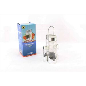 Enger üveg asztali olaj-ecet készlet tartóval, 4 részes