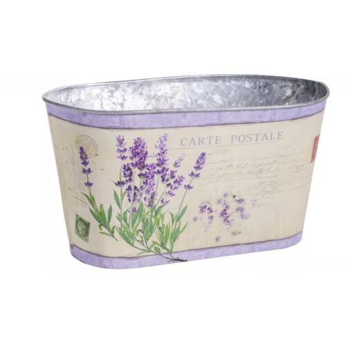 Levendula bádog kaspó ovális 25x13x13 cm 136795836