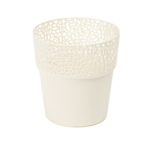 Lamela 658 virágcserép/kaspó  csipkemintás 17 cm vegyes színben, Rosa krém/kremowy 136795970