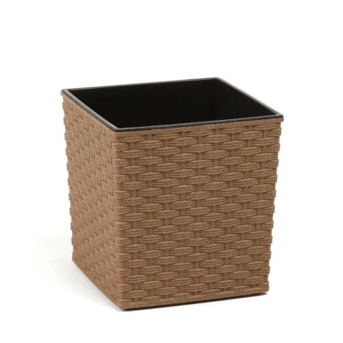 Lamela 829 JUKA ECO Rattan virágcserép/kaspó + betét vegyes színben, 38 x 38 cm barna/naturalne drewno 136795998