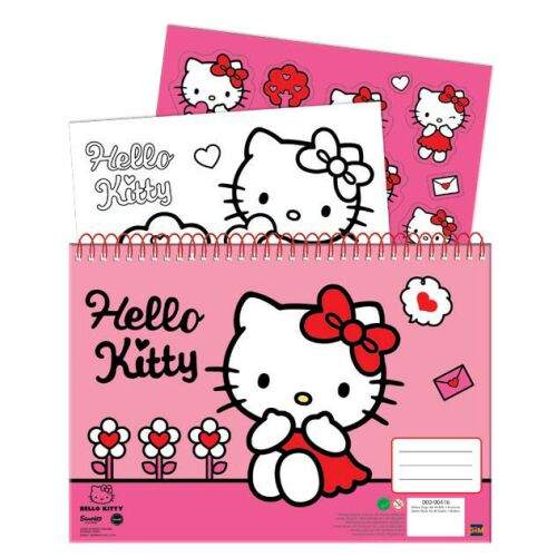 Hello Kitty Sweetheart A4 spirál füzet matricákkal és színező oldallal
