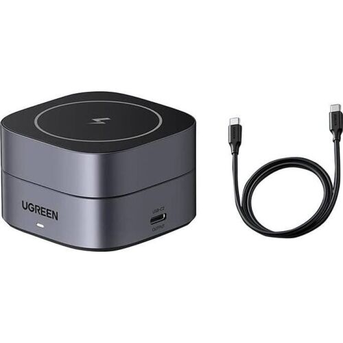 Qi Inductive charger 2in1 for iPhone, AirPods Ugreen W256, 20W (black) + USB-C to USB-C cable 1m (35278)