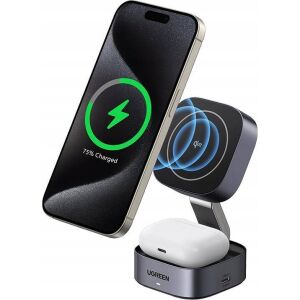 2in1 Inductive Qi Charger Ugreen W702 for iPhone, AirPods, 15W (gray) (UGR1873) 136798459 - Ugreen