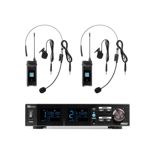 Power Dynamics PD522B UHF Vezeték Nélküli Fejhallgató Mikrofon Rendszer Vevőegységgel - Power Dynamics