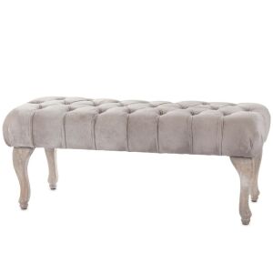 Provence tűzött szögletes bézs ottomán koptatott vintage fa lábakkal 40x100x42cm 136800965 - Lábtartó, puff