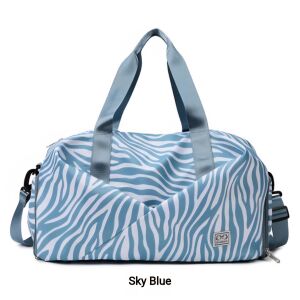 Спортна чанта за фитнес, TAIKESEN M-05, водоустойчива, модел зебра, размер 46x27x26 см, Синя