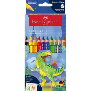 Faber-Castell Grip Jumbo Dinoszaurusz  8+2 db háromszögletű színesceruza készlet 136806285 - Írószer